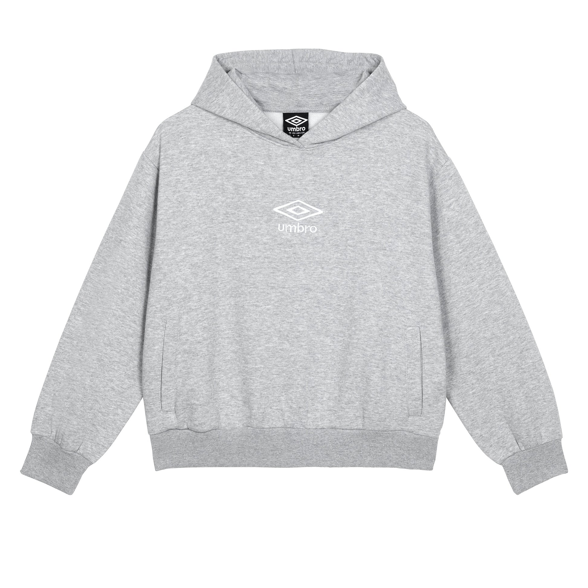 Grey Marl-White - Front - Umbro Womens-Ladies Core Hoodie