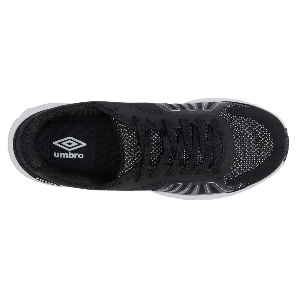 Black-Metallic White - Side - Umbro Mens Pro Runner Trainers