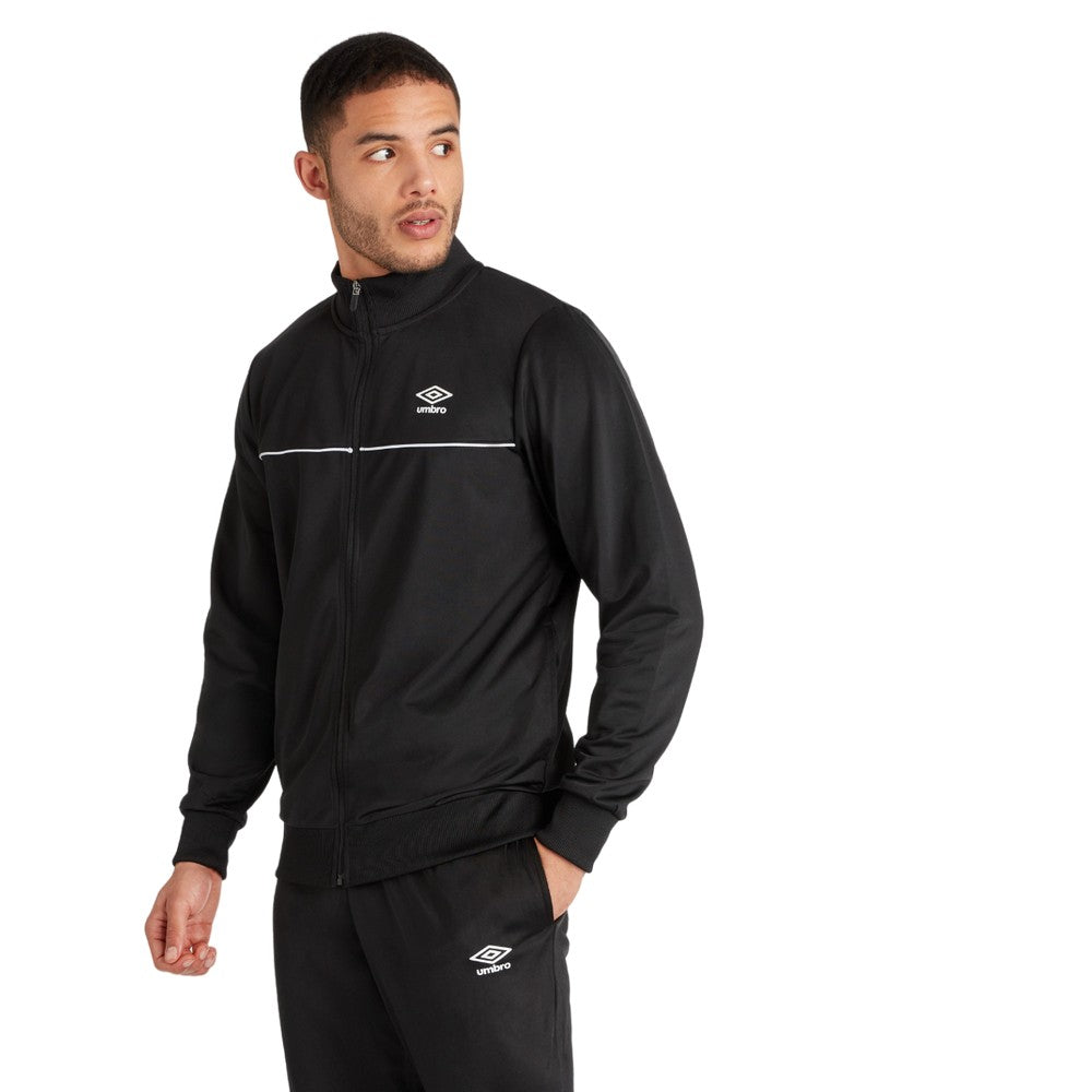 Black-White - Side - Umbro Mens Active Tricot Tracksuit
