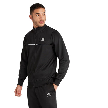 Black-White - Side - Umbro Mens Active Tricot Tracksuit
