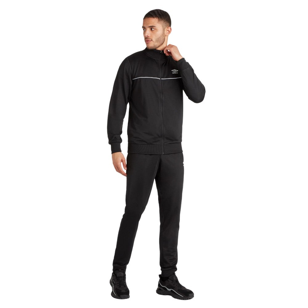 Black-White - Pack Shot - Umbro Mens Active Tricot Tracksuit