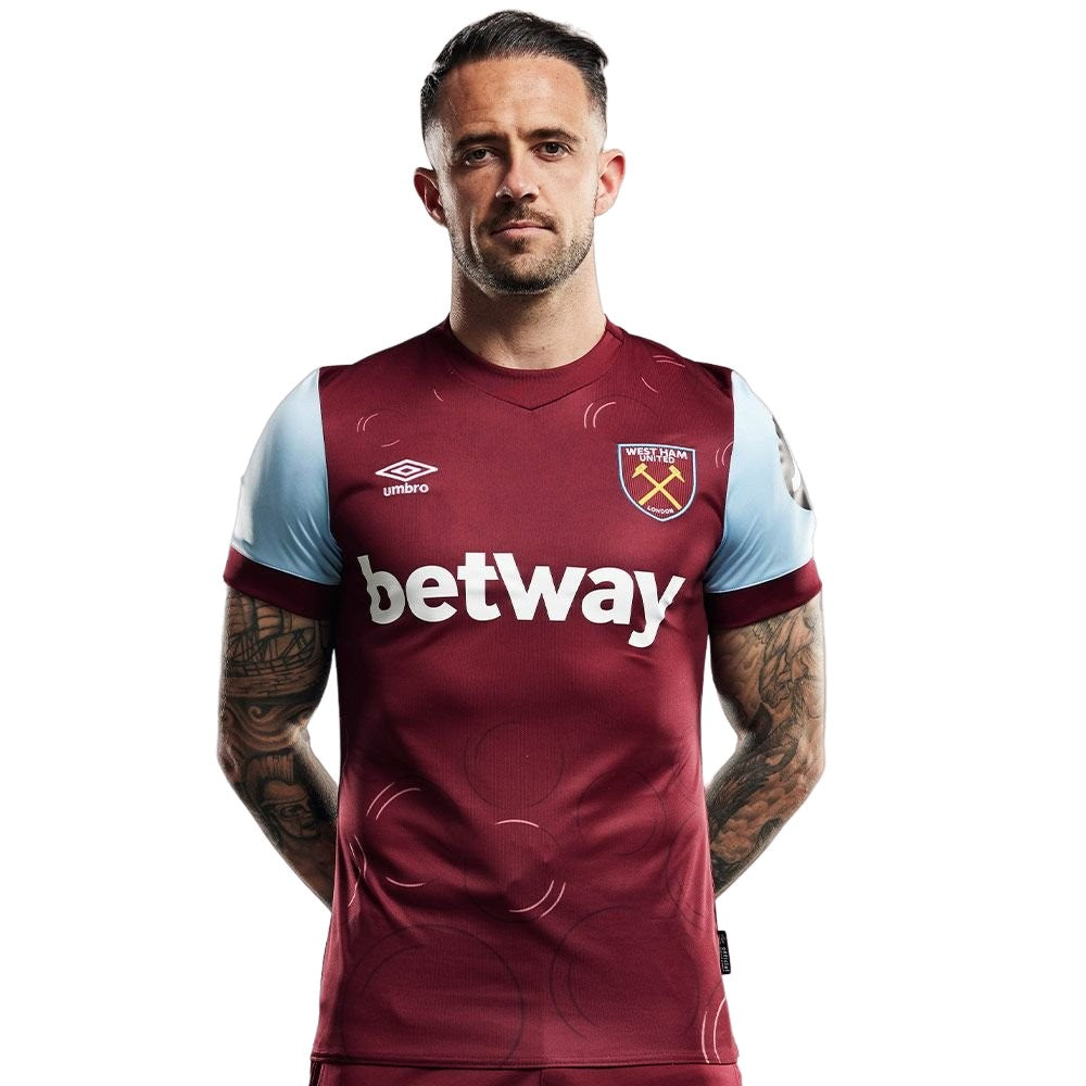 Claret Red-Sky Blue - Lifestyle - Umbro Mens 23-24 West Ham United FC Home Jersey