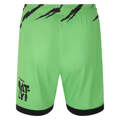 Green-Black - Back - Umbro Childrens-Kids 23-24 Forest Green Rovers FC Home Shorts