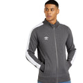 Brilliant White-Charcoal Marl - Front - Umbro Mens Stripe Sleeve Zipped Track Top