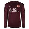 Maroon - Front - Umbro Mens 23-24 Heart Of Midlothian FC Long-Sleeved Home Jersey