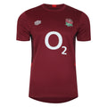 Tibetan Red-Zinfandel-Flame Scarlet - Front - Umbro Mens 23-24 England Rugby Gym T-Shirt