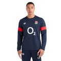Navy Blazer-Flame Scarlet - Side - Umbro Mens 23-24 England Rugby Relaxed Fit Long-Sleeved Training Jersey