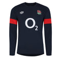 Navy Blazer-Flame Scarlet - Front - Umbro Mens 23-24 England Rugby Relaxed Fit Long-Sleeved Training Jersey