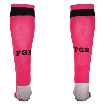 Pink-Grey-Black - Back - Umbro Childrens-Kids 23-24 Forest Green Rovers FC Away Socks