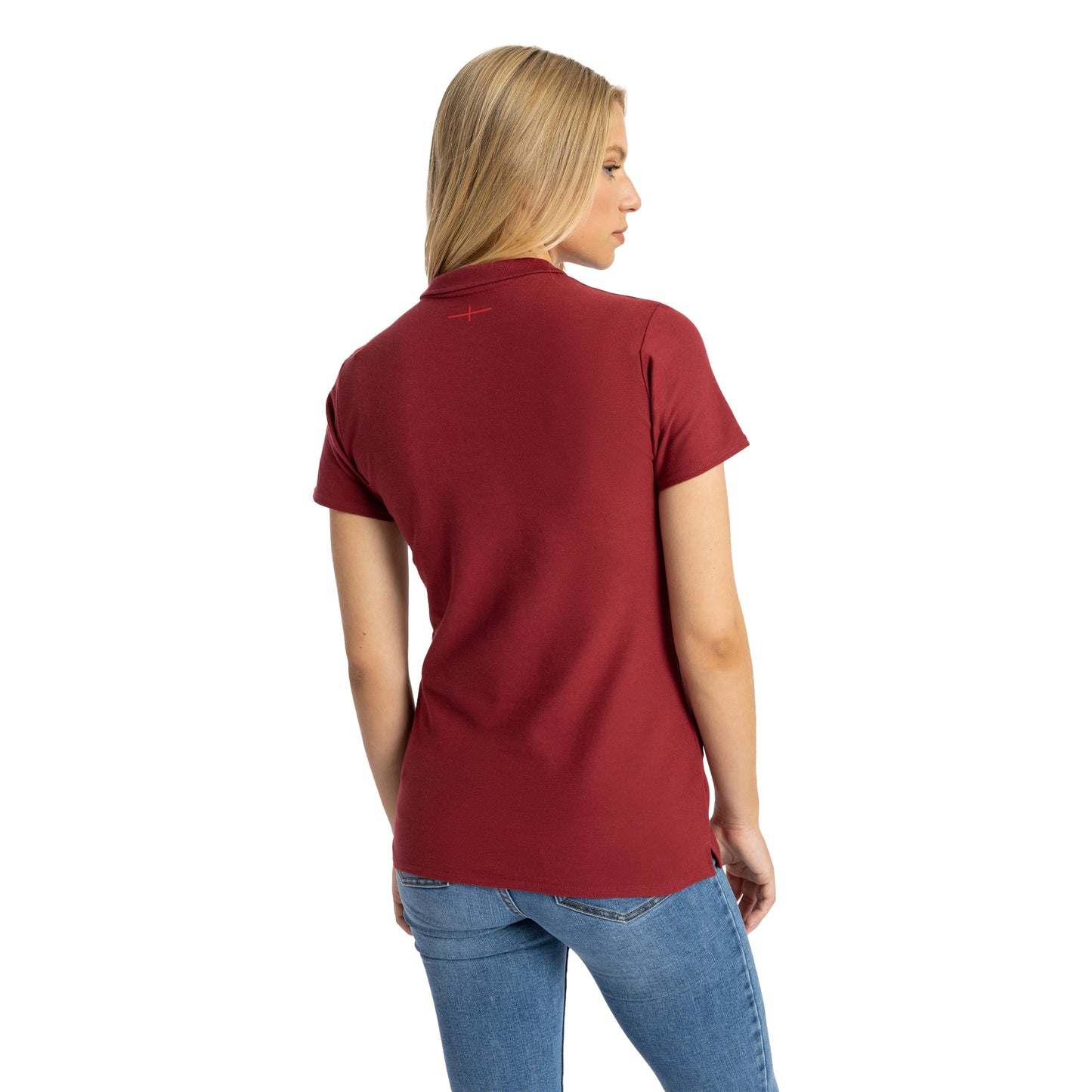 Tibetan Red-Zinfandel-Flame Scarlet - Back - Umbro Womens-Ladies 23-24 England Rugby CVC Polo Shirt