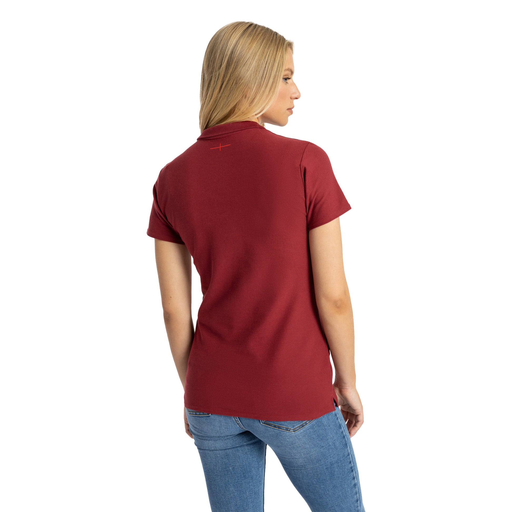 Tibetan Red-Zinfandel-Flame Scarlet - Back - Umbro Womens-Ladies 23-24 England Rugby CVC Polo Shirt