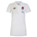 Brilliant White-Foggy Dew - Front - Umbro Womens-Ladies 23-24 England Rugby CVC Polo Shirt