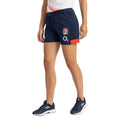 Navy Blazer-Flame Scarlet - Front - Umbro Womens-Ladies 23-24 England Rugby Training Contact Shorts