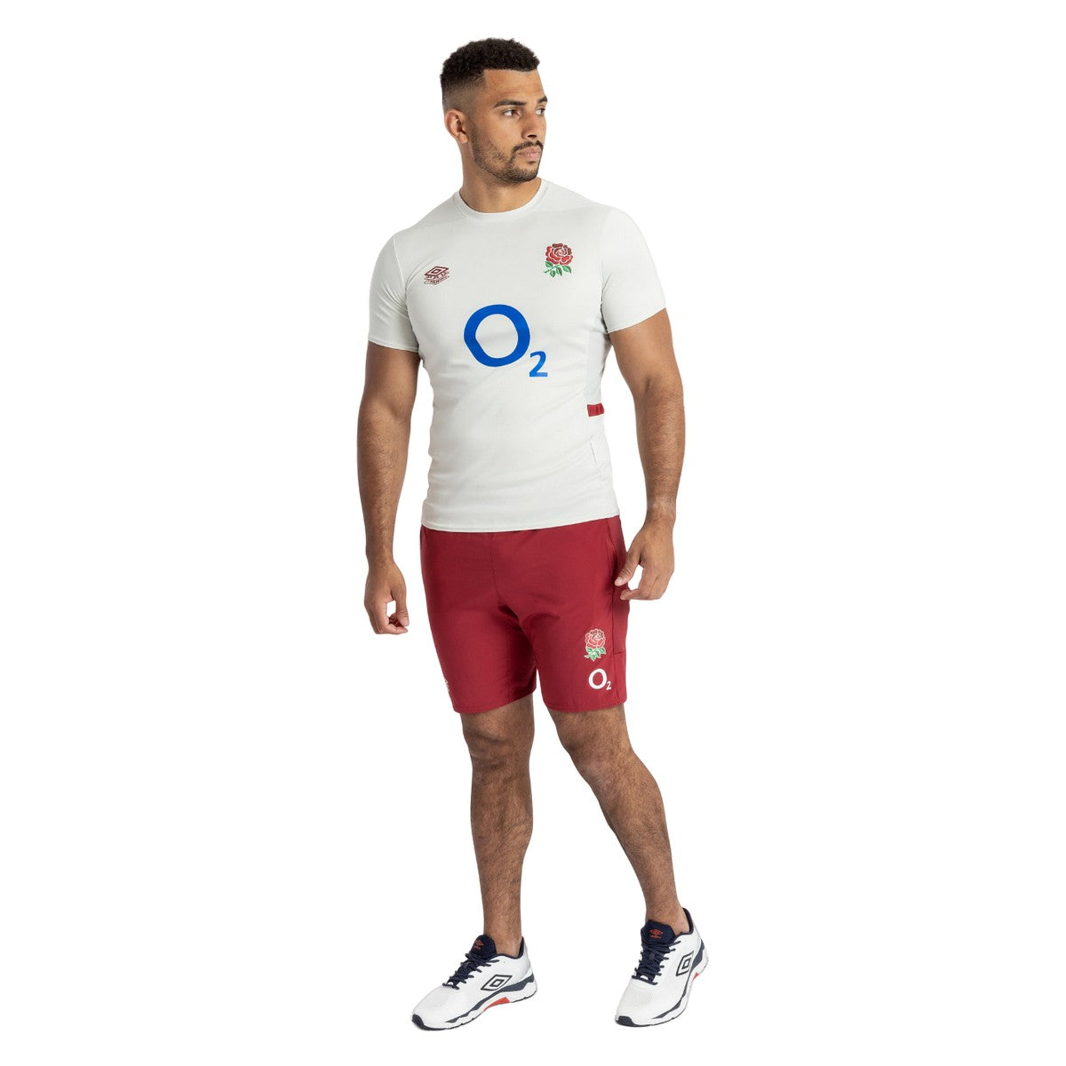 Tibetan Red - Pack Shot - Umbro Mens 23-24 England Rugby Gym Shorts