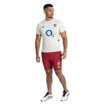 Tibetan Red - Pack Shot - Umbro Mens 23-24 England Rugby Gym Shorts
