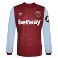 Claret Red-Sky Blue - Front - Umbro Unisex Adult 23-24 West Ham United FC Home Jersey