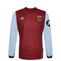 Claret Red-Sky Blue - Front - Umbro Childrens-Kids 23-24 West Ham United FC Home Jersey