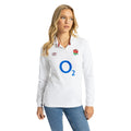 White-Maroon-Blue - Lifestyle - Umbro Womens-Ladies 23-24 England Rugby Long-Sleeved Home Jersey
