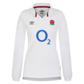 White-Maroon-Blue - Front - Umbro Womens-Ladies 23-24 England Rugby Long-Sleeved Home Jersey