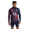 Navy Blazer-Tibetan Red - Side - Umbro Mens 23-24 England Rugby Warm Up Midlayer