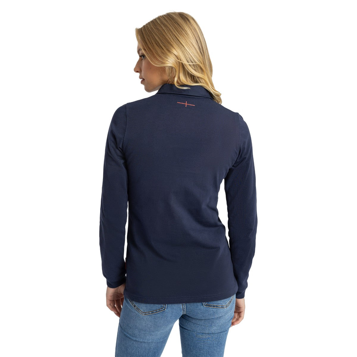 Navy Blue-White-Red - Back - Umbro Womens-Ladies 23-24 England Rugby Long-Sleeved Alternative Jersey