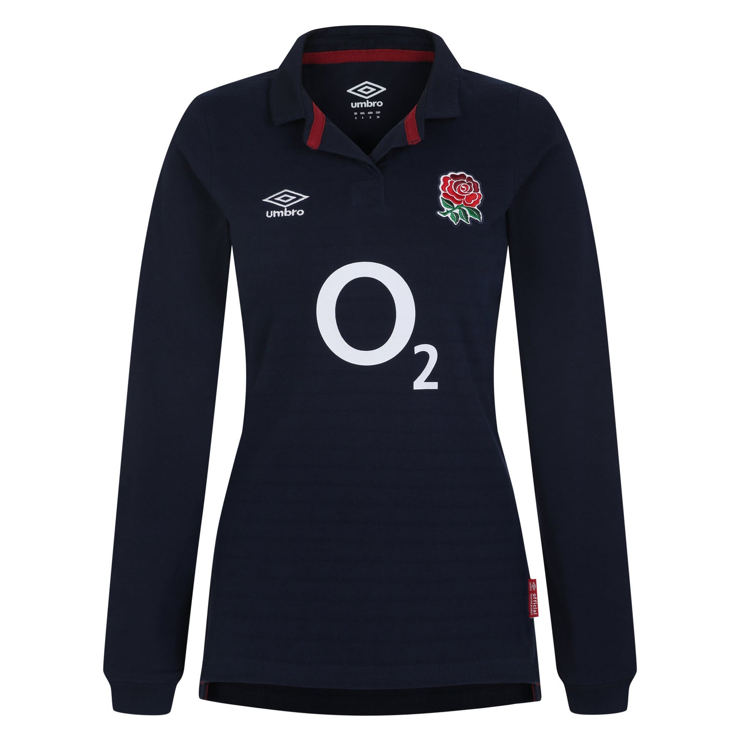 Navy Blue-White-Red - Front - Umbro Womens-Ladies 23-24 England Rugby Long-Sleeved Alternative Jersey