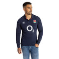 Navy Blue-White-Red - Lifestyle - Umbro Unisex Adult 23-24 England Rugby Long-Sleeved Alternative Jersey