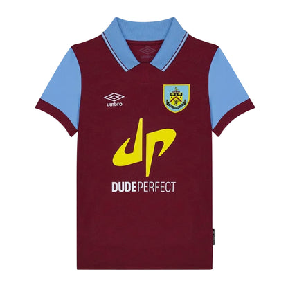 Claret Red-Blue - Front - Umbro Childrens-Kids 23-24 Burnley FC Home Jersey