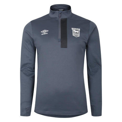 Grisaille-Carbon - Front - Umbro Mens 23-24 Ipswich Town FC Half Zip Fleece Jacket