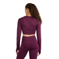 Potent Purple-Mauve Shadow - Back - Umbro Womens-Ladies Pro Long-Sleeved Training Crop Top