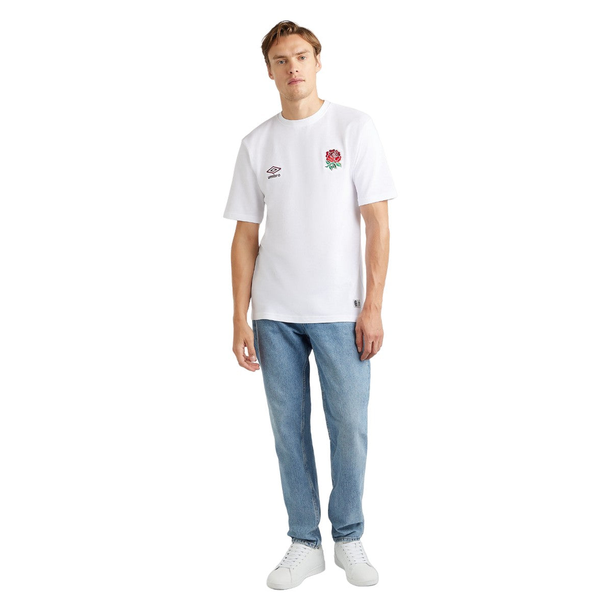 White - Lifestyle - Umbro Mens Dynasty England Rugby Piqué T-Shirt