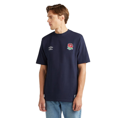 Navy Blazer - Front - Umbro Mens Dynasty England Rugby Piqué T-Shirt
