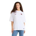 White - Front - Umbro Womens-Ladies Dynasty England Rugby Oversized T-Shirt