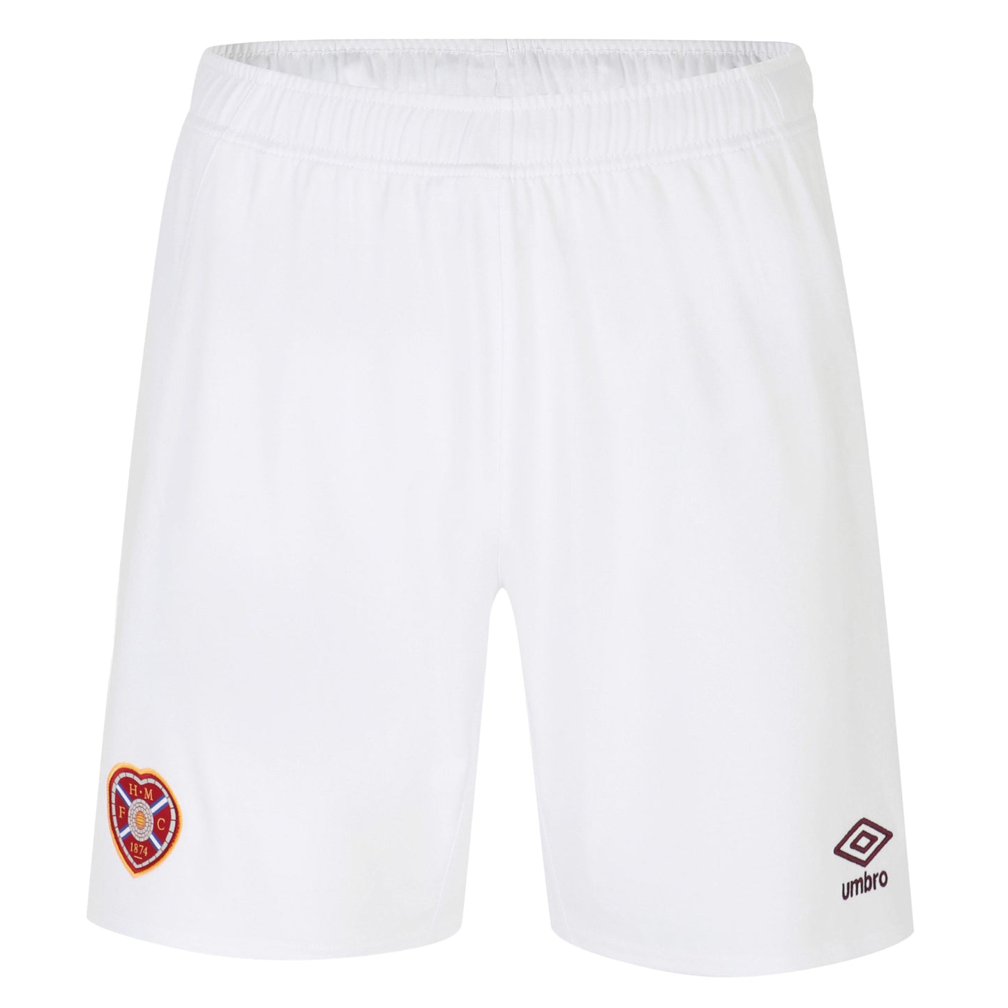White-Maroon - Front - Umbro Mens 23-24 Heart Of Midlothian FC Home Shorts