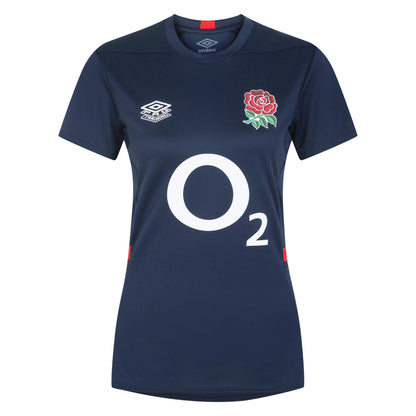 Navy Blazer-Dress Blue-Flame Scarlet - Front - Umbro Womens-Ladies 23-24 England Rugby Gym T-Shirt