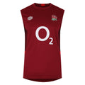 Tibetan Red-Zinfandel-Flame Scarlet - Front - Umbro Mens 23-24 England Rugby Jersey Sleeveless T-Shirt