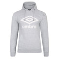 Grey Marl-White - Front - Umbro Mens Team Stacked Logo Hoodie