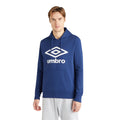 Navy-White - Front - Umbro Mens Team Stacked Logo Hoodie