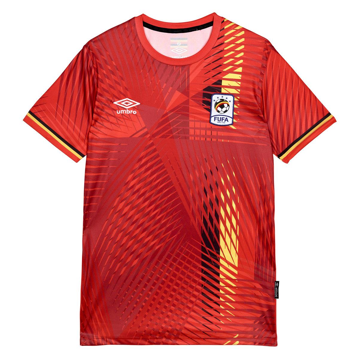 Red-Yellow - Front - Umbro Mens 21-22 Uganda National Football Team Home Jersey