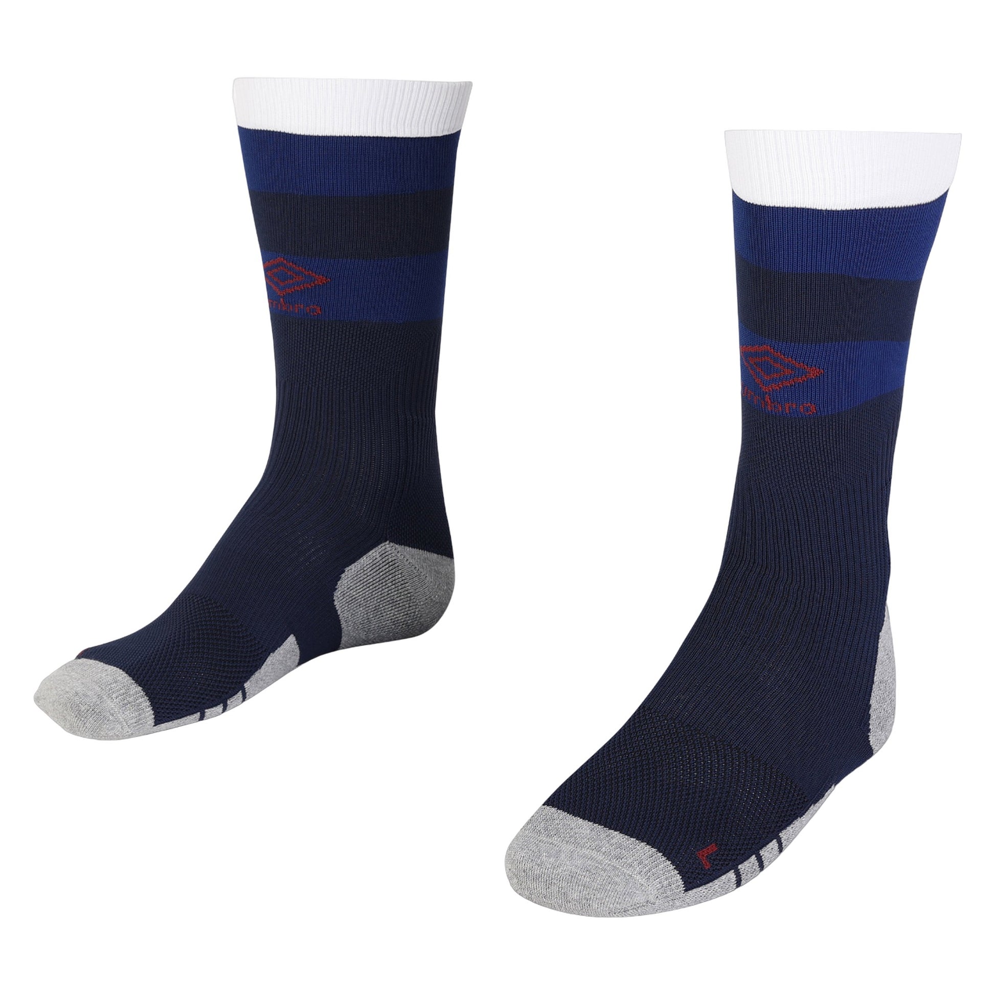 Navy Blue-White-Blue - Front - Umbro Mens 23-24 England Rugby Mid Calf Home Socks