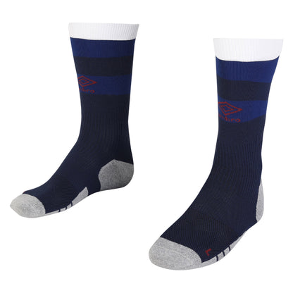 Navy Blue-White-Blue - Front - Umbro Mens 23-24 England Rugby Mid Calf Home Socks
