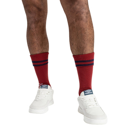 Claret Red-Grey-Navy - Side - Umbro Mens 23-24 England Rugby Mid Calf Alternate Socks