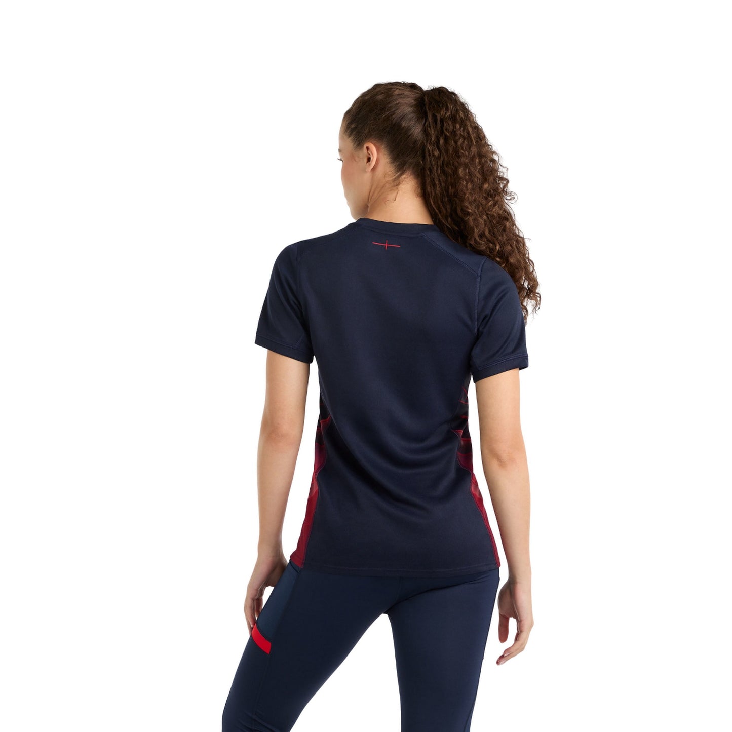 Navy Blue-White-Red - Back - Umbro Womens-Ladies 23-24 England Red Roses Replica Alternative Jersey