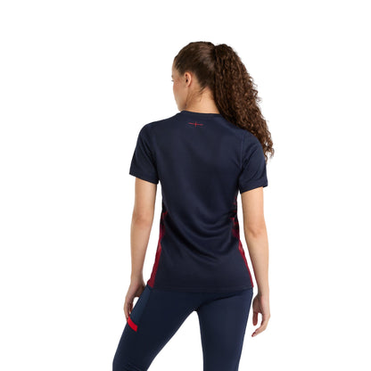 Navy Blue-White-Red - Back - Umbro Womens-Ladies 23-24 England Red Roses Replica Alternative Jersey