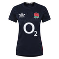 Navy Blue-White-Red - Front - Umbro Womens-Ladies 23-24 England Red Roses Replica Alternative Jersey