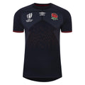 Navy Blue-White-Maroon - Front - Umbro Childrens-Kids World Cup 23-24 England Rugby Replica Alternative Jersey