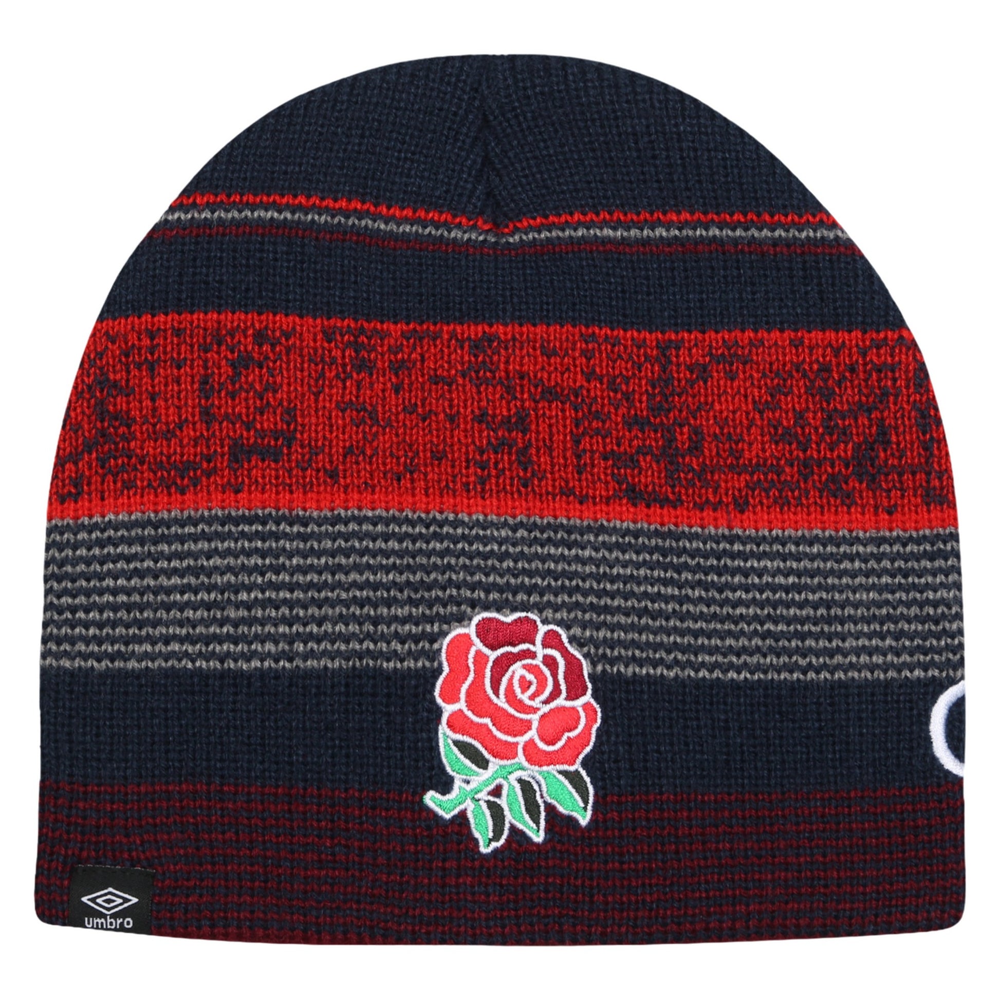 Tibetan Red-Navy Blazer-Graphite - Front - Umbro Unisex Adult 23-24 England Rugby Beanie