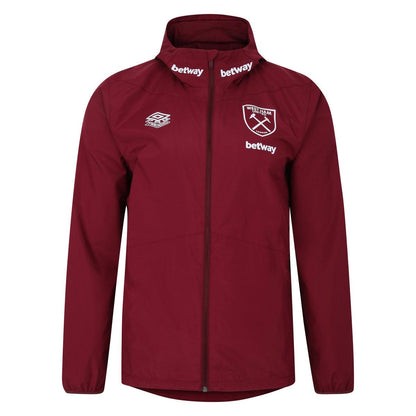 New Claret-Tawny Port - Front - Umbro Mens 23-24 West Ham United FC Showerproof Jacket