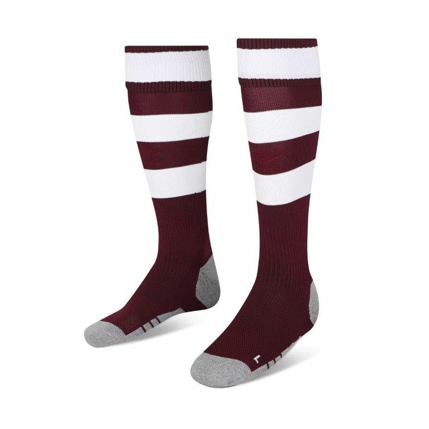 Maroon-White-Grey - Front - Umbro Childrens-Kids 23-24 Heart Of Midlothian FC Third Socks