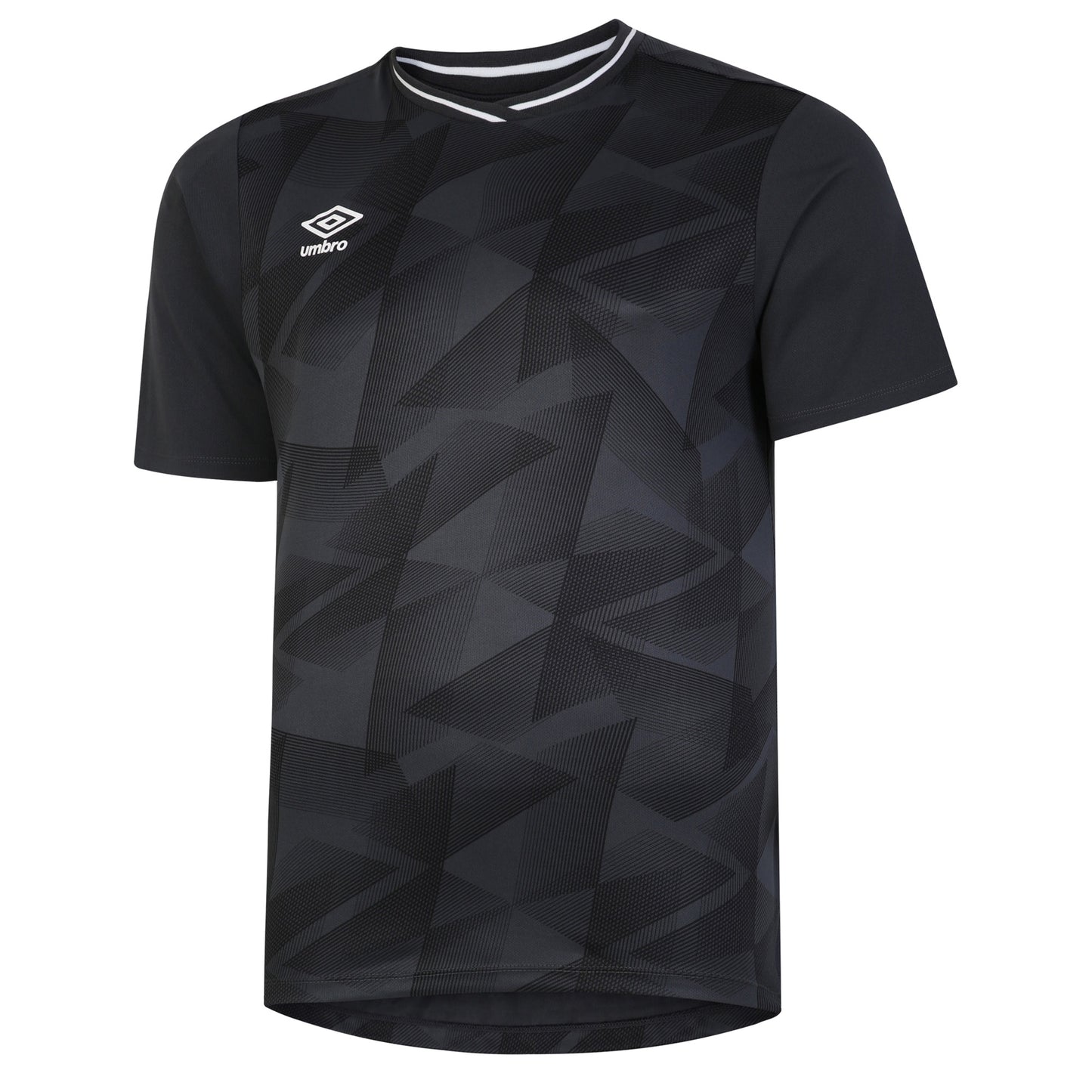 Black-Carbon - Front - Umbro Childrens-Kids Triassic Short-Sleeved Jersey